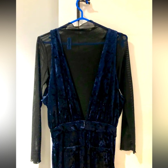 NWOT- Kate Hewko Velvet Jumpsuit with Sheer Top - Picture 2 of 4